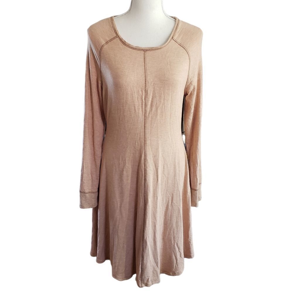 PHILOSOPHY Jersey Knit Fit & Flare Dress in Heathered Tan MEDIUM